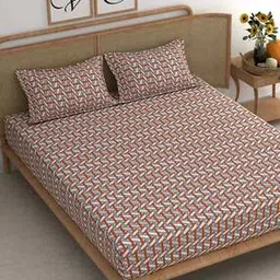 chhavi india 210 TC Geometric Print King-Size Bedsheet with Pillow Covers-picture-30