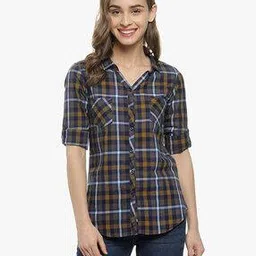 campus sutra Checked Shirt with Patch Pockets-picture-28