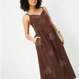 max Women Floral Embroidered Spaghetti Strap Dress-picture-47