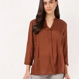 marks & spencer Pure Modal Pleated Mandarin-Collar Blouse Top-picture-10