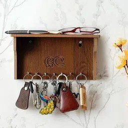 ecraftindia 7 Hooked  Wooden Keyholder Shelf-picture-49
