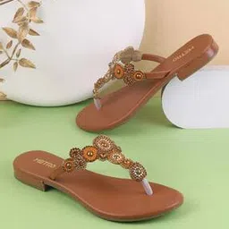metro Women Embellished T-Strap Flat Sandals-picture-46