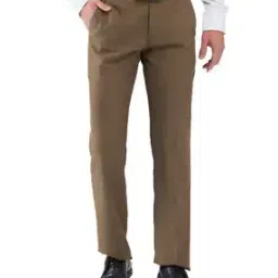 park avenue Men Relaxed-Fit Flat-Front Trousers with Insert Pockets-picture-26