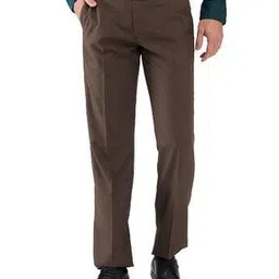 park avenue Men Relaxed-Fit Flat-Front Trousers with Insert Pockets-picture-36