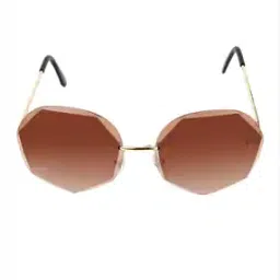 Floyd Gold Frame Brown Lens Stylish Rimless Sunglasses-picture-18