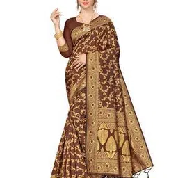 manvaa Floral Woven Banarasi Saree with Contrast Border-picture-39