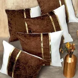 zikrak exim Set of 5 Striped Cushion Covers 16" x 16"-picture-44