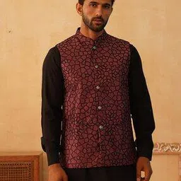 jompers Men Sleeveless Mandarin Collar Nehru Jacket-picture-12