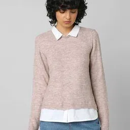 only Heathered Spread-Collar Pullover-picture-41