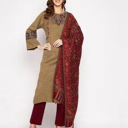 zigo Embroidered A-Line Kurta Set with Dupatta-picture-48