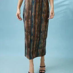 globus Women High Rise Stretchable Slit Workwear Midi Pencil Skirt-picture-13