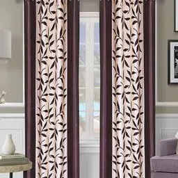 homely by romee Set of 2 Leaf Print Long Door Curtains-picture-17