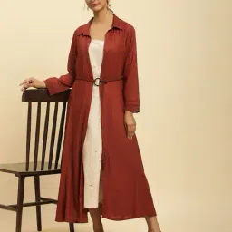 Women Embroidered Front-Open Jacket & Strappy Dress Set image 1