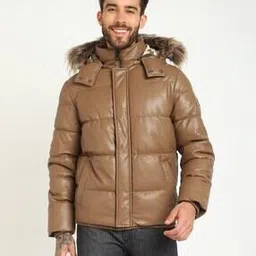 guess Regular Fit Puffer Jacket with Fur Detail-picture-50