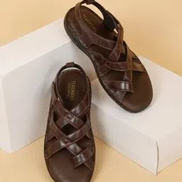 teakwood leathers Cross-Strap Sandals with Velcro Fastening-picture-45