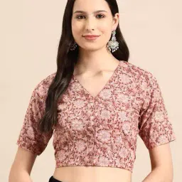 indie picks Floral Print V-Neck Front Open Blouse image 1