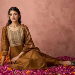 nyrika Women Embroidered Straight Kurta Set image 1