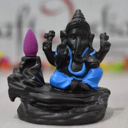 ecraftindia Blue Lord Ganesha Decorative Showpiece with 10 free Smoke Backflow Scented Cone Incenses-picture-22