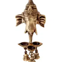 ecraftindia Ganesha Deepak with Bell Brass Wall Hanging and Artifact-picture-12