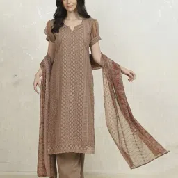biba Women Embroidery Unstitched Dress Material image 1