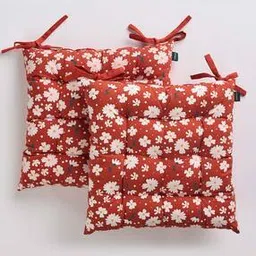 skanda fab Set of 2 Floral Print Chair Pads 16" x 16"-picture-11