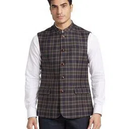 park avenue Men Checked Slim Fit Nehru Jacket-picture-13
