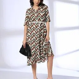 fig for trends select Women Printed Shirt Dress with Belt-picture-12