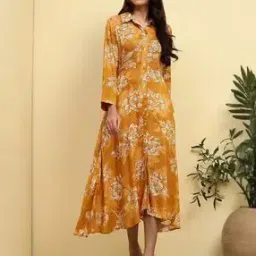 Women Floral Print Shirt Dress-image-72