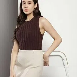 Women Ribbed All-Over Cable Tank Regular Fit Sweatshirt-image-8