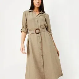 max Women Belted Shirt Midi  Dress-picture-24