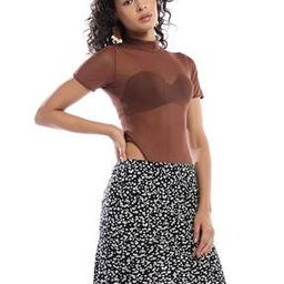 asos design Mila Mesh Smoothing Bodysuit with Short Sleeves-picture-22