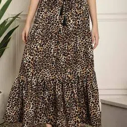 neudis Women Animal Print Tiered Skirt-picture-31