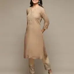 Women Embroidered Straight Kurta with Pants-image-35