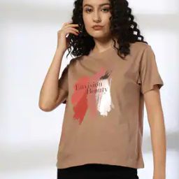 dnmx Women Graphic Print Boxy Fit Cotton Round-Neck T-Shirt-picture-14