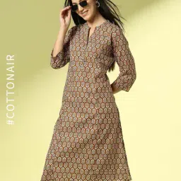 acai Women Floral Print Straight Kurta with Insert Pocket image 1