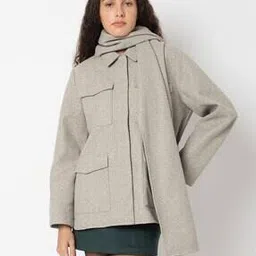 vero moda Women Heathered Regular Fit Trench Coat-picture-36