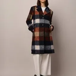 only Women Checked Loose Fit Trench Coat with Slip Pockets-picture-50