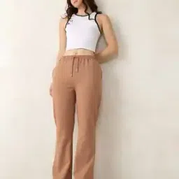 Women Flared Track Pants with Insert Pockets-image-83