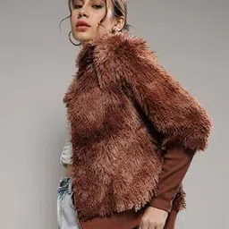 campus sutra Women Regular Fit Zip-Front Faux-Fur Jacket-picture-17
