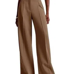 outzidr global Women Paneled Wide-Leg Single-Pleat Trousers-picture-18