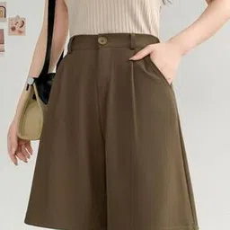 outzidr global Women Pleated Shorts with Insert Pockets-picture-50