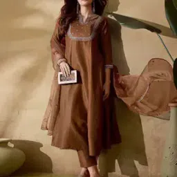 svaraa Women Embroidered A-Line Kurta Suit Set-picture-50