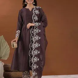 shewill Women Embroidered A-Line Kurta with Pants & Dupatta-picture-30