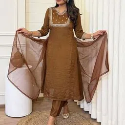 nyrika Women Embroidered Straight Kurta Suit Set -picture-20