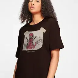 buda jeans co Women Graphic Print Oversized Fit Round-Neck T-Shirt-picture-31
