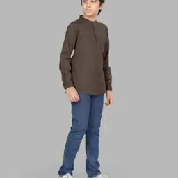 fabfarm Boys Regular Fit Shirt with Mandarin Collar-picture-51