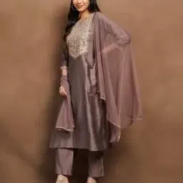 melange by lifestyle Women Embroidered Straight Kurta Set-picture-47