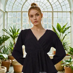 Shein Party Cuffed Sleeves Asymmetrical Hem Cinched Waist Loose Fit Top image 1