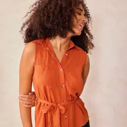 outzidr global Women Patterned Regular Fit Shirt with Patch Pockets image 1