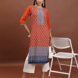 vishudh Women Floral Print Straight Kurti image 1